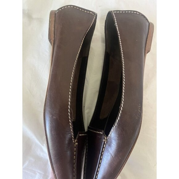 Prada Brown Leather flat loafer  Stitching Sz 38 8 US - Picture 9 of 12